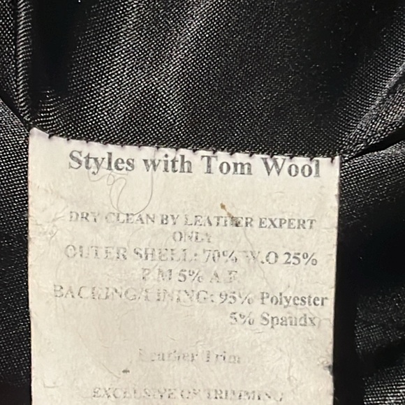 LAMARQUE black bouclé wool and leather coat, size XS - Picture 3 of 10